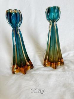 Mid-Century, Italian Murano Glass Candlesticks