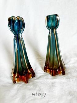 Mid-Century, Italian Murano Glass Candlesticks