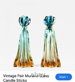 Mid-Century, Italian Murano Glass Candlesticks