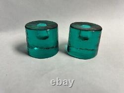 Midcentury Swedish Art Glass Candleholders by Chr. Sjogren for Lindshammar