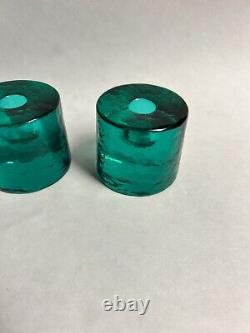 Midcentury Swedish Art Glass Candleholders by Chr. Sjogren for Lindshammar