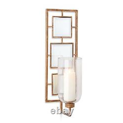 Mirrored Squares Gold Candle Holder Wall Sconce Contemporary Pillar Designer