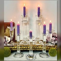 Mixed Crystal Candle Holders Set 7 Glass Candlesticks Wedding Centerpiece