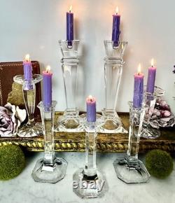 Mixed Crystal Candle Holders Set 7 Glass Candlesticks Wedding Centerpiece