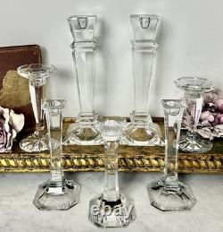Mixed Crystal Candle Holders Set 7 Glass Candlesticks Wedding Centerpiece