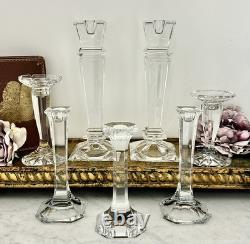 Mixed Crystal Candle Holders Set 7 Glass Candlesticks Wedding Centerpiece