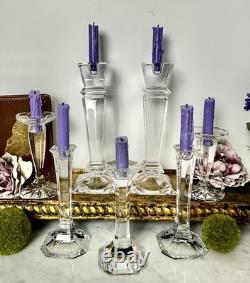 Mixed Crystal Candle Holders Set 7 Glass Candlesticks Wedding Centerpiece