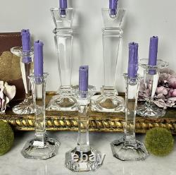 Mixed Crystal Candle Holders Set 7 Glass Candlesticks Wedding Centerpiece