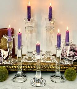Mixed Crystal Candle Holders Set 7 Glass Candlesticks Wedding Centerpiece