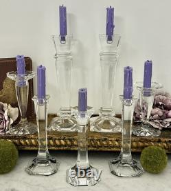 Mixed Crystal Candle Holders Set 7 Glass Candlesticks Wedding Centerpiece