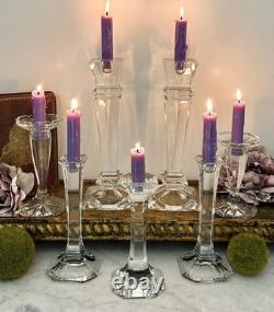Mixed Crystal Candle Holders Set 7 Glass Candlesticks Wedding Centerpiece