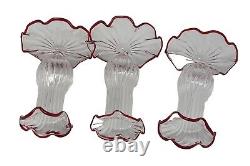 Moda Domus Red Scalloped Glass Candle Sticks (3)