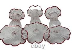 Moda Domus Red Scalloped Glass Candle Sticks (3)