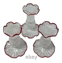 Moda Domus Red Scalloped Glass Candle Sticks (3)