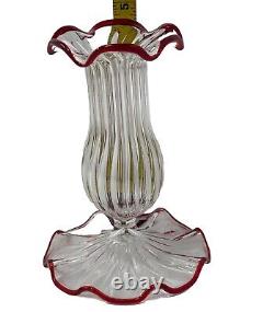 Moda Domus Red Scalloped Glass Candle Sticks (3)