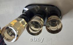 Modern Decorative Candle Holder Set-Black Base With Crystal Sphere & Glass