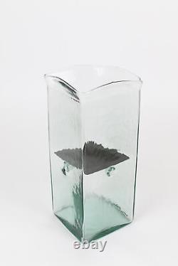 Modern Large Square 15 Inch Glass Slab Candle Holder Hurricane Pillar Votive