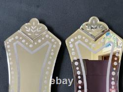 Modern Wall Mirrored Etched Glass Venetian Style Wall Mirrored Candle holders