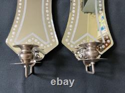 Modern Wall Mirrored Etched Glass Venetian Style Wall Mirrored Candle holders