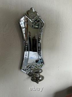 Modern Wall Mirrored Etched Glass Venetian Style Wall Mirrored Candle holders