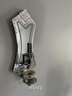 Modern Wall Mirrored Etched Glass Venetian Style Wall Mirrored Candle holders