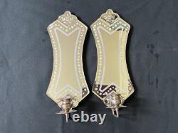 Modern Wall Mirrored Etched Glass Venetian Style Wall Mirrored Candle holders