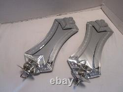 Modern Wall Mirrored etch Glass Venetian Style set 2 Candleholders 18.85T