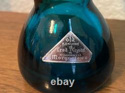 Morgantown Glass Peacock Blue Coronet Modern Sonata Candleholders MCM Set of Six