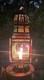Moroccan Lantern Stained Glass Pierced Metal Candle Holder Hanging 22 Tall