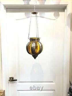 Moroccan Style Lamp Hanging Lantern Glass Candle Holder Yellow By Zenda Imports