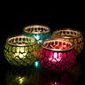 Mosaic Glass Candle Holder Jar Tealight Holders With 8 Hour Tea Light Candles