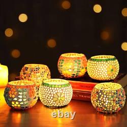 Mosaic Glass Tealight Candle Votive Holders for Home Decoration and Gifts Center