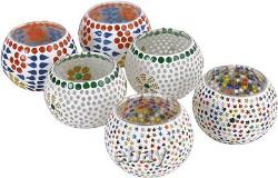 Mosaic Glass Tealight Candle Votive Holders for Home Decoration and Gifts Center
