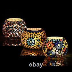 Mosaic Turkish Moroccan Glass Tea Light Candle Holders(Set of 3) Free Shipping