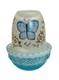 Mosser Glass Fairy Lamp Hp Blue Butterfly On Aqua Opalescent Iridized Signed