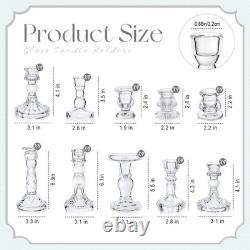 Mumufy 40 Pcs Glass Crystal Taper Candle Holders Clear Glass Candlestick Holder