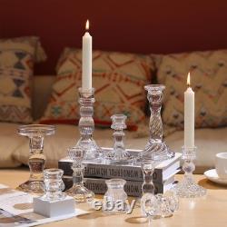 Mumufy 40 Pcs Glass Crystal Taper Candle Holders Clear Glass Candlestick Holder