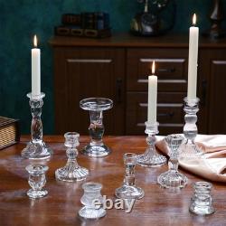 Mumufy 40 Pcs Glass Crystal Taper Candle Holders Clear Glass Candlestick Holder