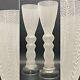 Murano Art Glass White Latticino Vases/candle Holders Set Made In Italy 14.5t