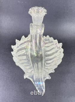 Murano Barovier E Toso Iridescent Fanned Conch Shell Candle Stick Holder 60's