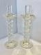 Murano Clear Crystal Glass Air Twist Stem Candlestick Holders