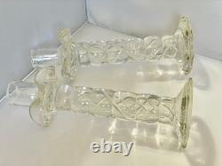 Murano Clear Crystal Glass Air Twist Stem Candlestick Holders