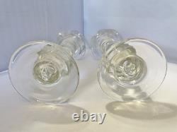 Murano Clear Crystal Glass Air Twist Stem Candlestick Holders