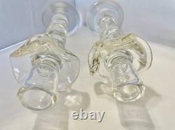 Murano Clear Crystal Glass Air Twist Stem Candlestick Holders