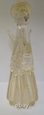 Murano Glass Angel Candle Holder Figurine 10.25 Inch Gold And Clear