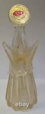 Murano Glass Angel Candle Holder Figurine 10.25 Inch Gold And Clear