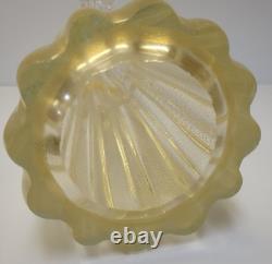 Murano Glass Angel Candle Holder Figurine 10.25 Inch Gold And Clear