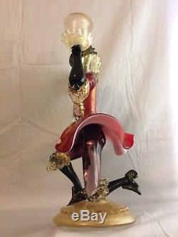 Murano Glass Candle Holder Kneeling Moro Venetian Sculpture 24 Karat Gold