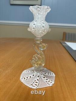 Murano Latticino Glass Swan Candle Stick