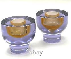 Murano Seguso Vetri d'Arte, Sommerso Candle Holders Signed Italian Art Glass